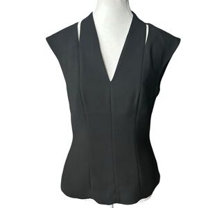 & Other Stories Black Cutout Crepe Peplum Fashion Top